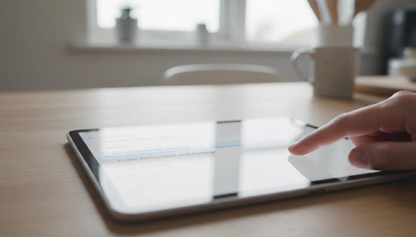 iPad settings screen showing the Reset Network Settings option