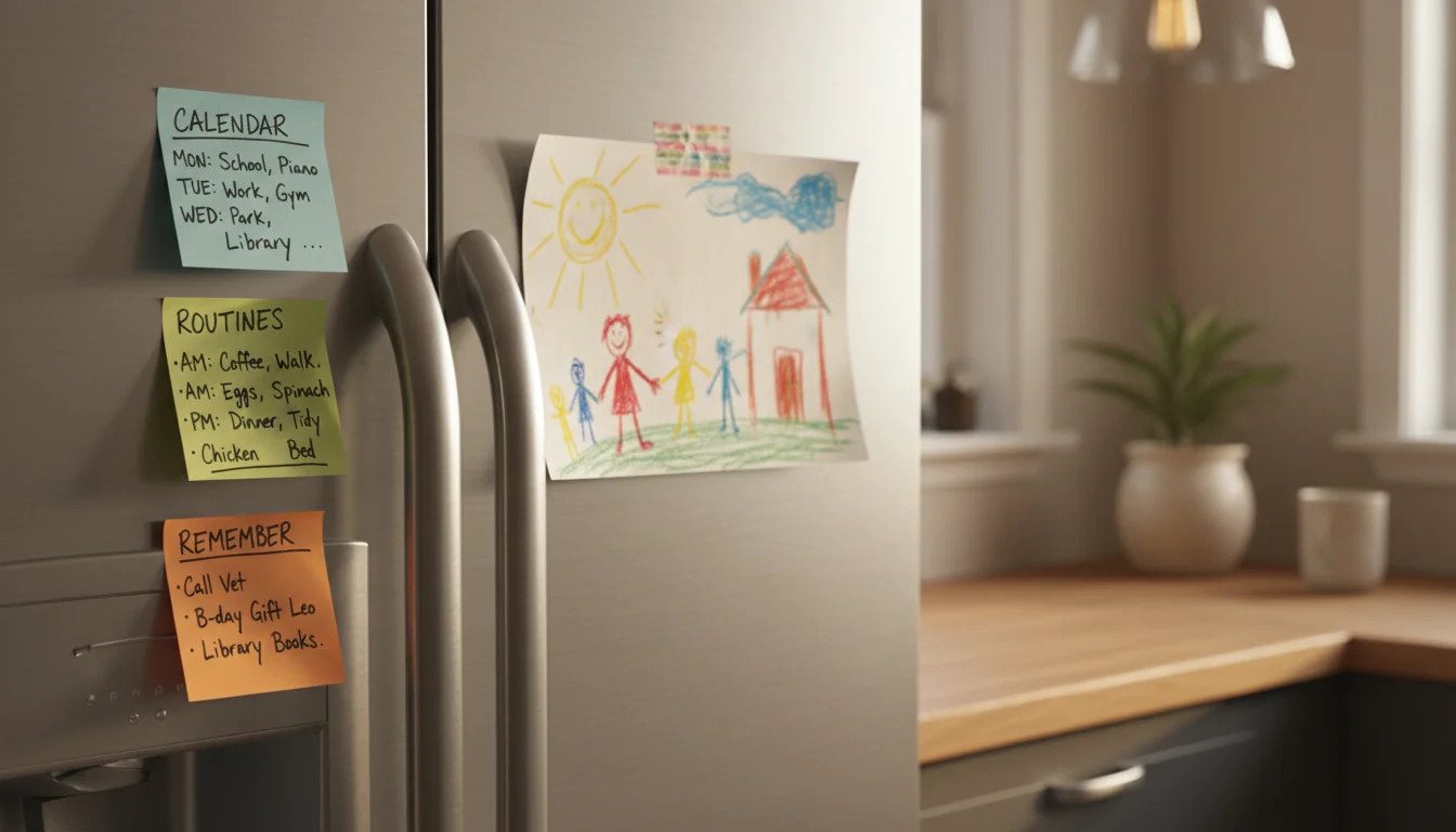 A sticky-note version of the family week on the fridge, as the minimum viable starter