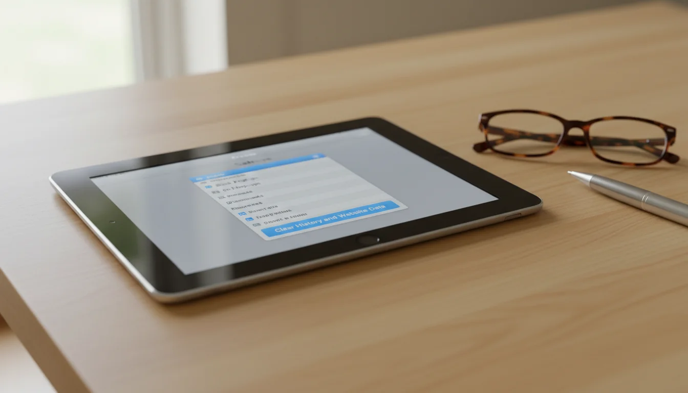 iPad settings screen showing Safari advanced options for clearing website data